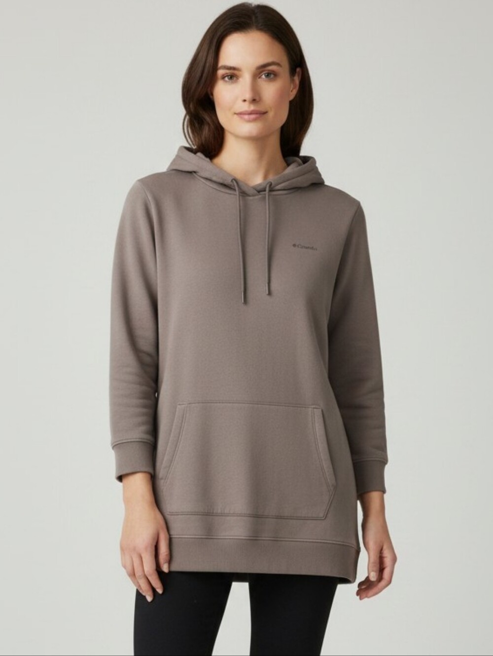 Columbia Rush Valley Long Hoodie Women’s Large Gray Taupe Pullover Sweatshirt